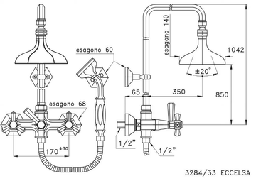 ECCELSA 3284/33 - Wall-mounted shower panel with hand shower by RUBINETTERIE STELLA - view 3